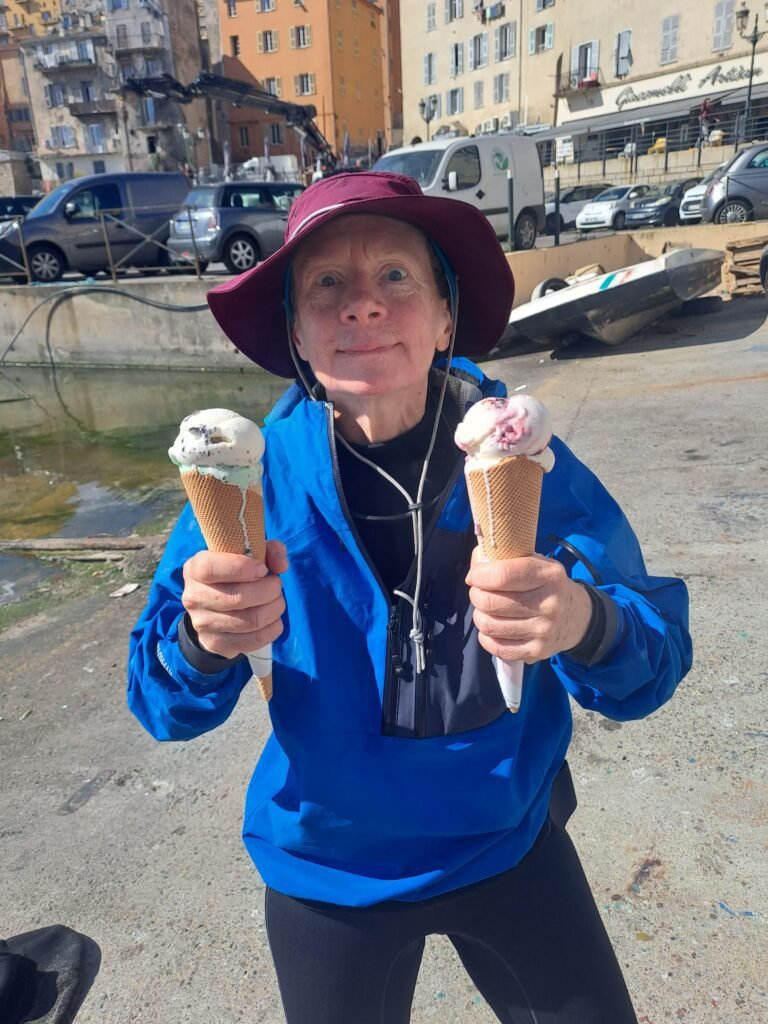 Tina in Calvi holding ice cream